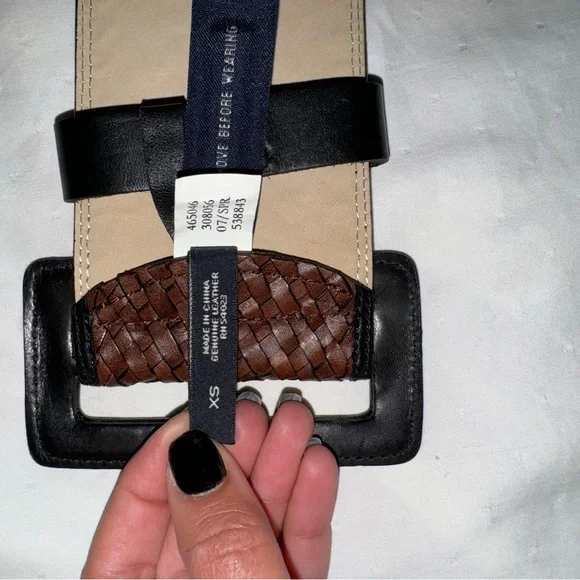 BANANA REPUBLIC LEATHER WOVEN WIDE BELT SIZE XS - Picture 5 of 11